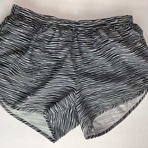 Nike Running Black White Zebra Animal Print Lined Shorts Women Medium